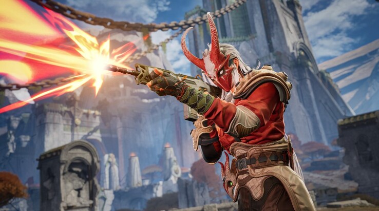 Highguard'da ateş eden bir karakter. 