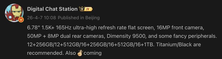 Potansiyel OnePlus Ace 6 Ultra'nın sızdırılan özellikleri.