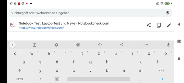 Keyboard in landscape mode