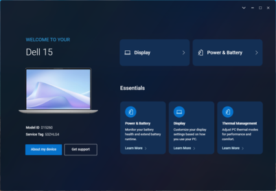 Dell Optimizer: Açılış sayfası