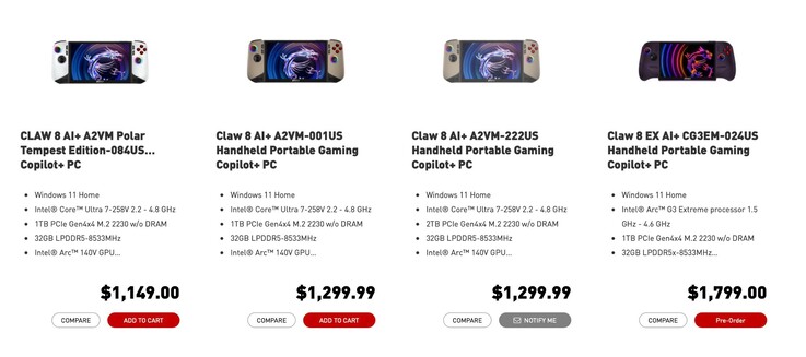 MSI Claw 8 EX AI+, eski modellere kıyasla oldukça pahalıdır.