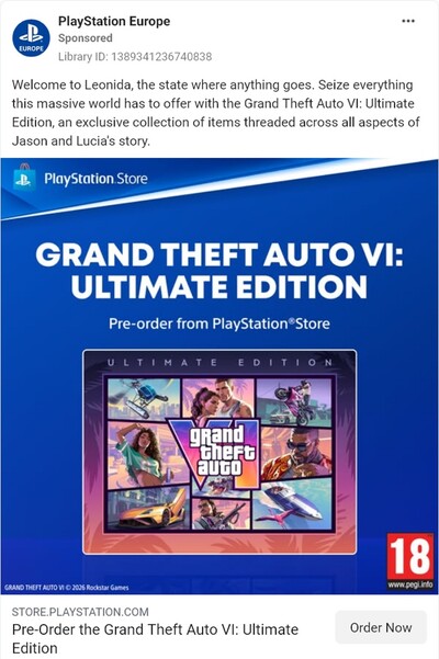 GTA 6'nın nihai PS5 PEGI yaş derecelendirmesini gösteren PlayStation Store reklamı