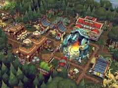 Steam'de şu anda %70 indirimli olan Against the Storm oyunundaki binaları gösteren bir görsel.