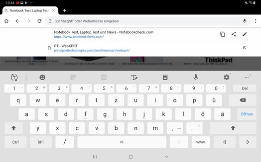 Using the default keyboard in landscape mode