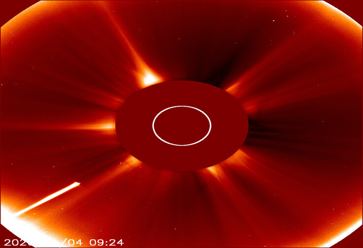 C/2026 A1 (MAPS) kuyruklu yıldızının Güneş'e doğru ilerleyişini gösteren bir görüntü.