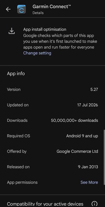 Garmin Connect 5.27, 17 Temmuz'da piyasaya sürüldü