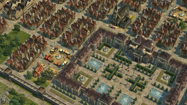 Anno 1404 - History Edition oyununda bir şehri gösteren bir resim.