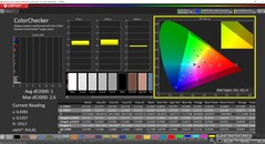 CalMAN ColorChecker (profil: P3, hedef renk uzayı: P3)