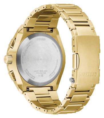 Citizen Promaster Skyhawk A-T JY8144-50E modelinin arka görünümü; Promaster ve Eco-Drive markalarının bulunduğu paslanmaz çelik arka kapağı gösterilmektedir.