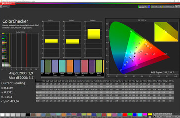 renk doğruluğu (hedef renk uzayı: P3; profil: canlı, sıcak)