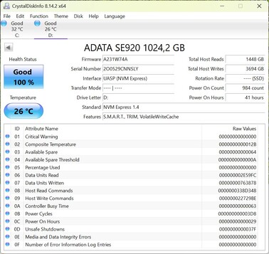 USB-C üzerinden ADATA SE920 ile performans kontrolü