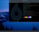 Yeni Arch Linux temel sürümünü gösteren terminal pencereli OmegaLinux 2026.02.21 masaüstü