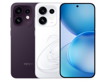 Oppo Reno 16, Mor ve Pop Beyaz renk seçenekleriyle.