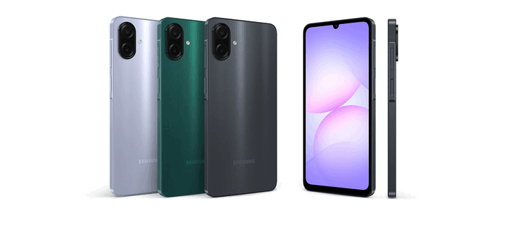 Çeşitli renklerdeki Samsung Galaxy A07s