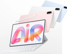 MatePad Air 2026'nın AB'deki fiyatı 799 €'dan başlıyor. Resimde: farklı renkleri ve klavye aksesuarını gösteren bir tanıtım fotoğrafı.