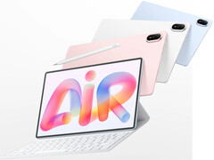 MatePad Air 2026'nın AB'deki fiyatı 799 €'dan başlıyor. Resimde: farklı renkleri ve klavye aksesuarını gösteren bir tanıtım fotoğrafı.
