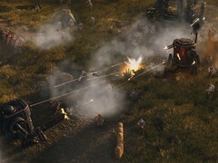 Şu anda Steam'de satışta olan Iron Harvest oyunundaki birkaç mech'i gösteren bir görsel.