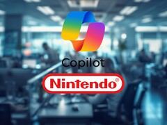 Microsoft Copilot ve Nintendo logolarının yer aldığı ofis