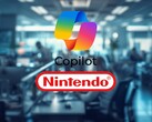 Microsoft Copilot ve Nintendo logolarının yer aldığı ofis