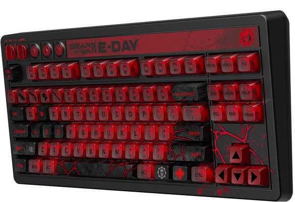 8BitDo Retro 87 Mechanical Keyboard: Gears of War E Day Edition, özel lineer switch'ler kullanıyor.