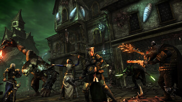 Mordheim'daki bir savaşı gösteren bir görüntü: Lanetliler Şehri.