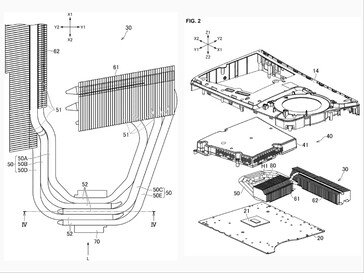 Soğutucunun farklı yönelimlerini gösteren patent çizimleri.