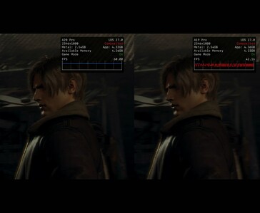 iPhone 18 Pro Max ve iPhone 17 Pro Max'te çalışan Resident Evil 4, FPS farkını gösteriyor.