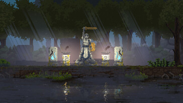 Kingdom: New Lands'deki bir heykeli gösteren bir resim