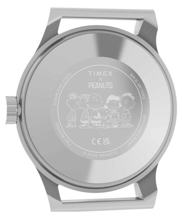 Timex x Peanuts MK1 saatinin arka kapağında Snoopy ve diğer Peanuts karakterleri yer almaktadır.