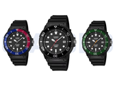 Soldan sağa doğru resimde görülen modeller: Casio MRW-240H-1E1JF, MRW-240H-1E2JF ve MRW-240H-1E3JF. 