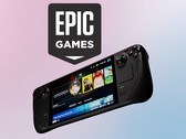 Epic Games logosu Valve Steam Deck'in üzerinde görülüyor