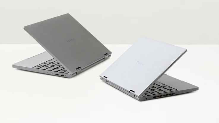 Tenku Note Pro AI dizüstü bilgisayar, şık ve minimalist bir tasarıma sahiptir ve gümüş ile koyu gri renk seçenekleriyle sunulmaktadır.