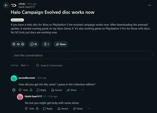 Reddit'te Halo: Campaign Evolved oynanabilir diskleri hakkındaki yorumlar