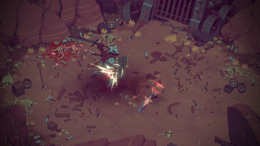 Eldest Souls'daki bir dövüşü gösteren bir görüntü.