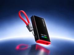 Dahili ekranı ve kırmızı kablosu olan OnePlus 67W SuperVOOC powerbank