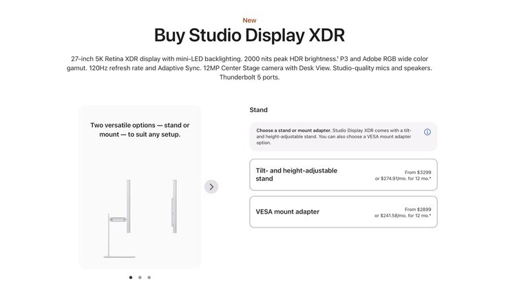VESA adaptörlü Apple Studio Display XDR artık 400$ daha ucuz.