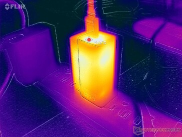 Yüksek yük altında çalışırken AC adaptörünün sıcaklığı 41 °C'nin üzerine çıkıyor