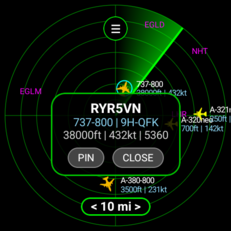 Flight Scanner uygulamasındaki uçak sabitleme aracı