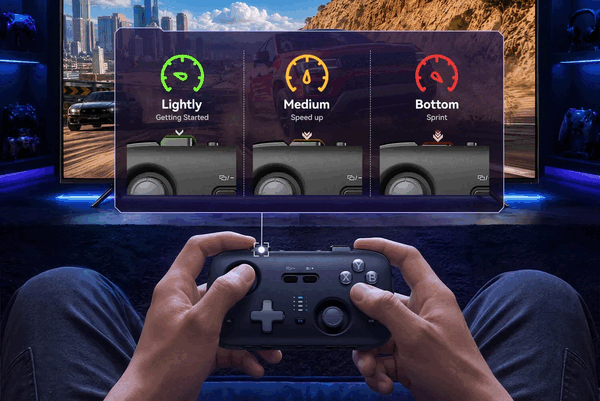 Jsaux Voidjoy Skylark S1 Pro, TMR joysticklere ve optik lineer hızlı geçiş tetikleyicilere sahiptir.