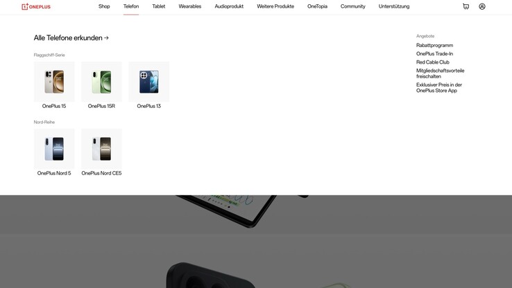 OnePlus Almanya web sitesi artık yalnızca belirli ürünleri tanıtmaktadır.