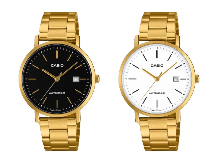 Soldan sağa: Casio MTP-VT05G-1E ve MTP-VT05G-7E saatleri