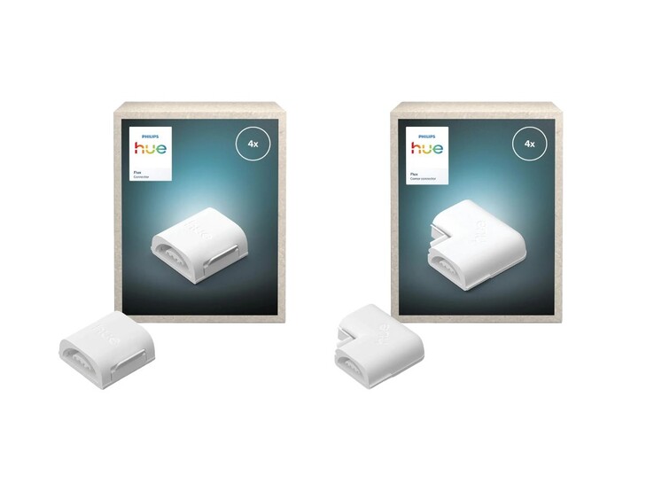 Philips Hue Flux Connector 4x (solda) ve Flux Corner Connector 4x (sağda). (Resim kaynağı: OBI aracılığıyla Philips Hue, düzenlenmiştir)