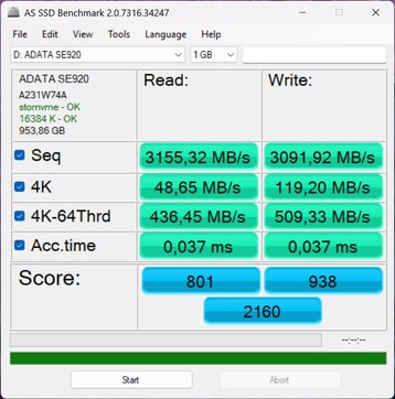 USB4 üzerinden ADATA SE920 ile çalışma kontrolü