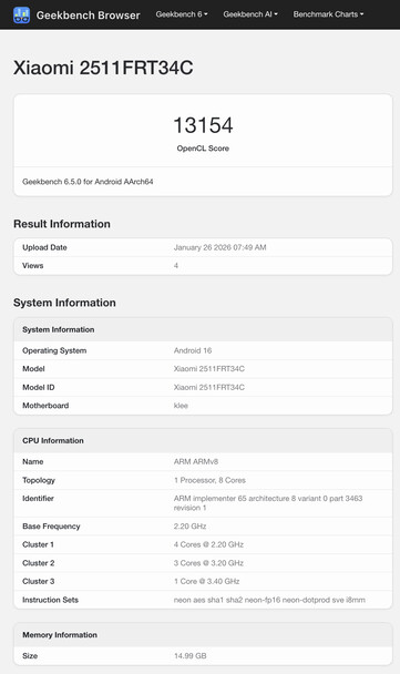 (Resim kaynağı: Geekbench)
