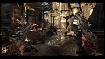 Resimde görülüyor: Call of Juarez: Gunslinger'dan bir oynanış ekran görüntüsü.