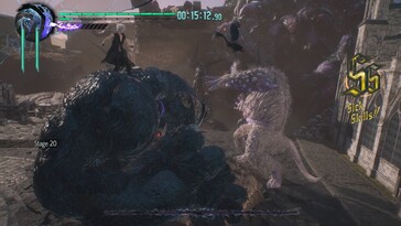 Resimde görülüyor: Devil May Cry 5'ten bir oynanış ekran görüntüsü.