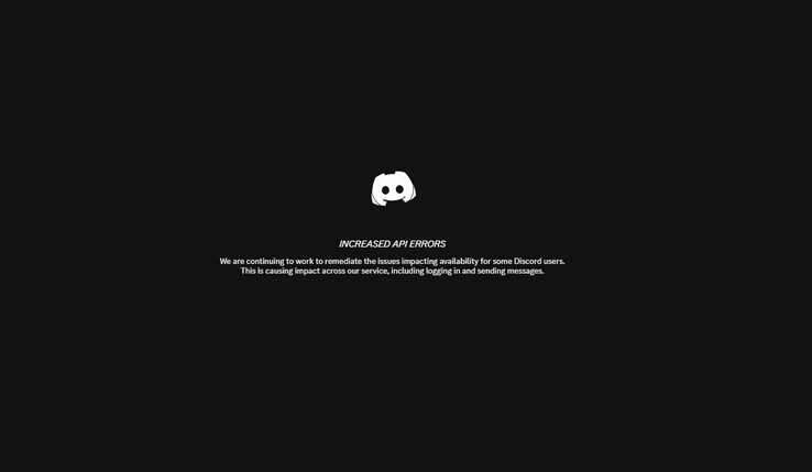 Discord API hataları ekranını artırdı.