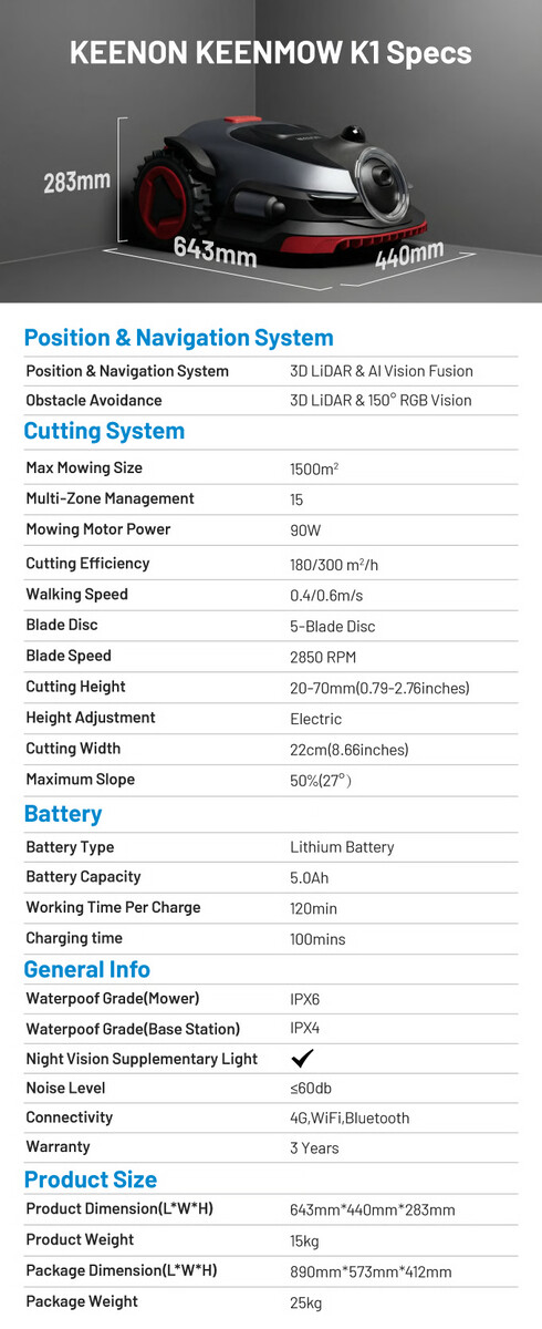 Keenmow K1'in Özellikleri
