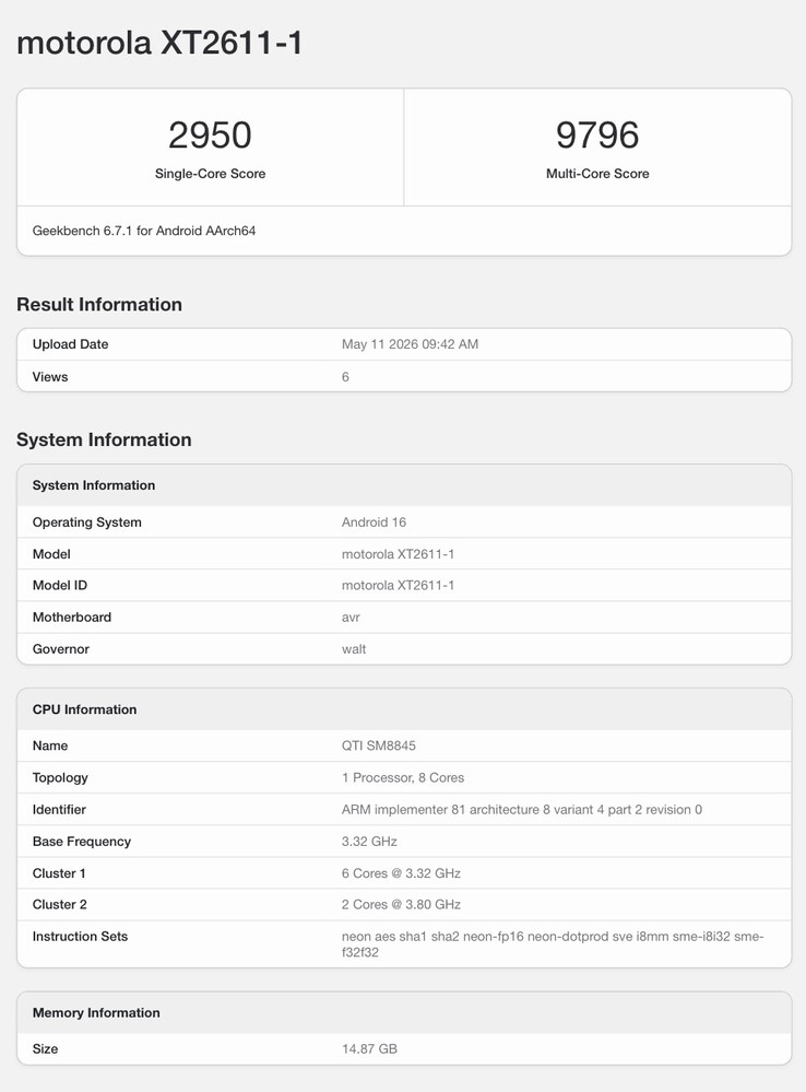 Lenovo Legion Y70'in Geekbench listesi.