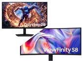 Samsung Odyssey G8 (üstte) ve ViewFinity S8 (altta).